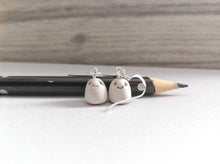 Load image into Gallery viewer, Mini ghost earrings, pottery tiny ghosts, Halloween earrings
