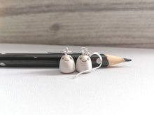 Load image into Gallery viewer, Mini ghost earrings, pottery tiny ghosts, Halloween earrings