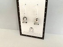 Load image into Gallery viewer, Ceramic handmade, penguin earrings
