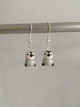 Load image into Gallery viewer, Original pottery handmade penguin earrings