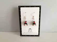 Load image into Gallery viewer, Puffin earrings, miniature puffins, tiny puffins, mini ceramic puffin gift, cute puffin beads