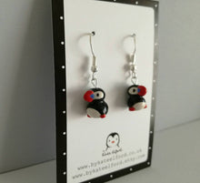 Load image into Gallery viewer, Sterling silver puffin earrings
