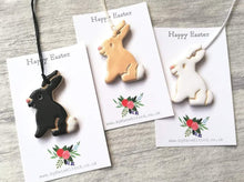 Load image into Gallery viewer, Happy Easter gift, Easter tree pottery bunny, Easter rabbit ornametns