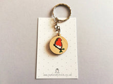 Load image into Gallery viewer, Wooden robin key fob