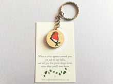 Load image into Gallery viewer, Memorial, bereavement, loving memory, when a robin appears, keyring
