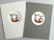 Load image into Gallery viewer, Cute sloth prints, with a choice of grey or white mounts