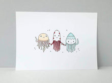 Load image into Gallery viewer, Cute happy jelly fish print, waving fun print, great seaside accessory 
