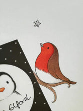 Load image into Gallery viewer, Robin print, unframed robin picture, memory robin and silver star, 'With you' memorial picture