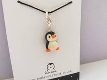 Load image into Gallery viewer, Cute mini penguin charm, black and white stitch marker
