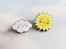 Load image into Gallery viewer, Wooden pins, sun and cloud