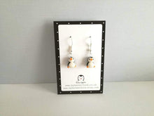 Load image into Gallery viewer, Penguin earrings, ceramic, miniature penguins, cute penguins, mini, tiny, sterling silver earrings