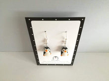 Load image into Gallery viewer, Penguin earrings, ceramic, miniature penguins, cute penguins, mini, tiny, sterling silver earrings