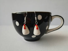 Load image into Gallery viewer, Easter hen earrings, chicken ceramic earrings, sterling silver