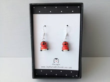 Load image into Gallery viewer, Robin earrings, ceramic robin earrings, sterling silver, Christmas earrings