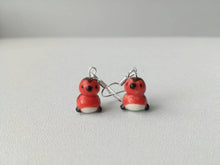 Load image into Gallery viewer, Robin earrings, ceramic robin earrings, sterling silver, Christmas earrings
