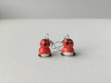 Load image into Gallery viewer, Robin earrings, ceramic robin earrings, sterling silver, Christmas earrings