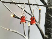 Load image into Gallery viewer, Robin earrings, ceramic robin earrings, sterling silver, Christmas earrings