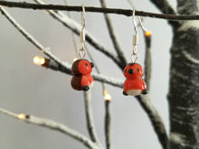 Load image into Gallery viewer, Robin earrings, ceramic robin earrings, sterling silver, Christmas earrings