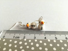Load image into Gallery viewer, Snowman earrings, pottery snowmen, sterling silver, Christmas earrings