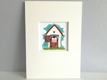 Load image into Gallery viewer, Cow print, farmyard picture, cute heart home cow illustration, home sweet home, cow picture
