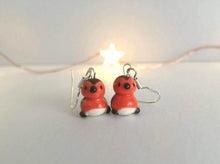 Load image into Gallery viewer, Robin earrings, ceramic robin earrings, sterling silver, Christmas earrings