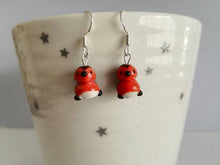 Load image into Gallery viewer, Robin earrings, ceramic robin earrings, sterling silver, Christmas earrings