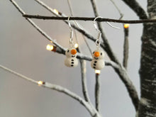 Load image into Gallery viewer, Snowman earrings, pottery snowmen, sterling silver, Christmas earrings