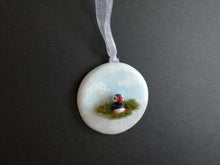 Load image into Gallery viewer, Pottery puffin. Little ceramic puffin hanger. Hand painted