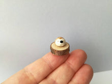 Load image into Gallery viewer, Miniature hedgehog ornament. Pottery hedgehog on wood base