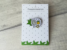 Load image into Gallery viewer, White pineapple caravan enamel pin, pineapple badge, cute pins, soft enamel brooch pins, yellow enamel badges