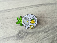Load image into Gallery viewer, White pineapple caravan enamel pin, pineapple badge, cute pins, soft enamel brooch pins, yellow enamel badges