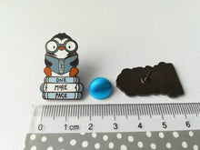 Load image into Gallery viewer, Penguin book enamel pin, penguin brooch, just one more page badge, hard enamel pins
