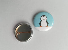 Load image into Gallery viewer, Front and back of a mini penguin badge
