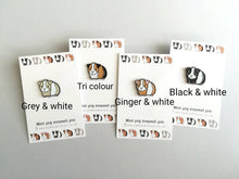 Load image into Gallery viewer, Seconds. Mini pig enamel pins, black soft enamel badge, guinea pig enamel brooch pins, tri colour, ginger, grey, black, white cavy badges