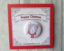 Load image into Gallery viewer, Mini Christmas badges, stocking filler pin badge, penguin, cat, rat, guinea pig and hedgehog pin buttons