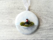 Load image into Gallery viewer, Pottery puffin. Little ceramic puffin hanger. Hand painted
