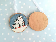 Load image into Gallery viewer, Wooden Christmas penguin decoration