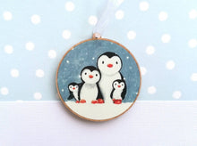 Load image into Gallery viewer, Wooden Christmas penguin decoration