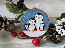 Load image into Gallery viewer, Cute Christmas penguin family ornament