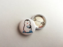 Load image into Gallery viewer, Penguin badge, tea and slippers design