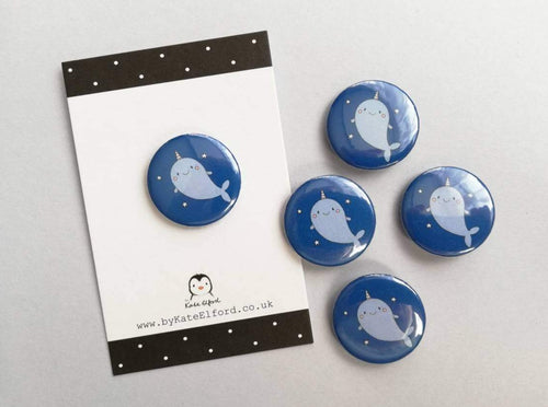 Blue cute narwhal badges