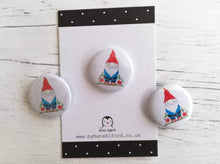 Load image into Gallery viewer, Mini garden gnome illustration button badge
