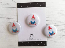 Load image into Gallery viewer, Mini garden gnome illustration button badge