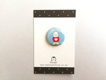 Load image into Gallery viewer, Rabbit badge, mini white rabbit badges, little bunny pin button. Red love heart jumper.