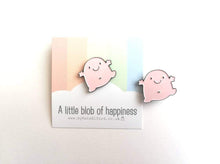 Load image into Gallery viewer, A little blob of happiness enamel pin, cute pink blob, positive enamel brooch, friendship, supportive enamel badges