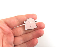 Load image into Gallery viewer, Seconds A little blob of happiness enamel pin, cute pink blob, positive enamel brooch, friendship, supportive enamel badges