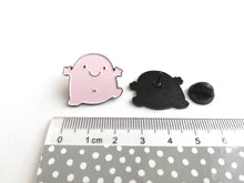 Load image into Gallery viewer, Seconds A little blob of happiness enamel pin, cute pink blob, positive enamel brooch, friendship, supportive enamel badges