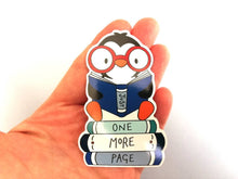 Load image into Gallery viewer, Penguin vinyl sticker, book penguin sticker, just one more page sticker, eco friendly