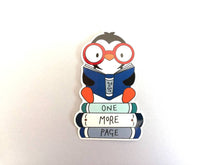 Load image into Gallery viewer, Penguin vinyl sticker, book penguin sticker, just one more page sticker, eco friendly