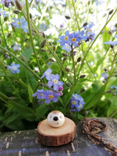 Load image into Gallery viewer, Miniature hedgehog ornament. Pottery hedgehog on wood base